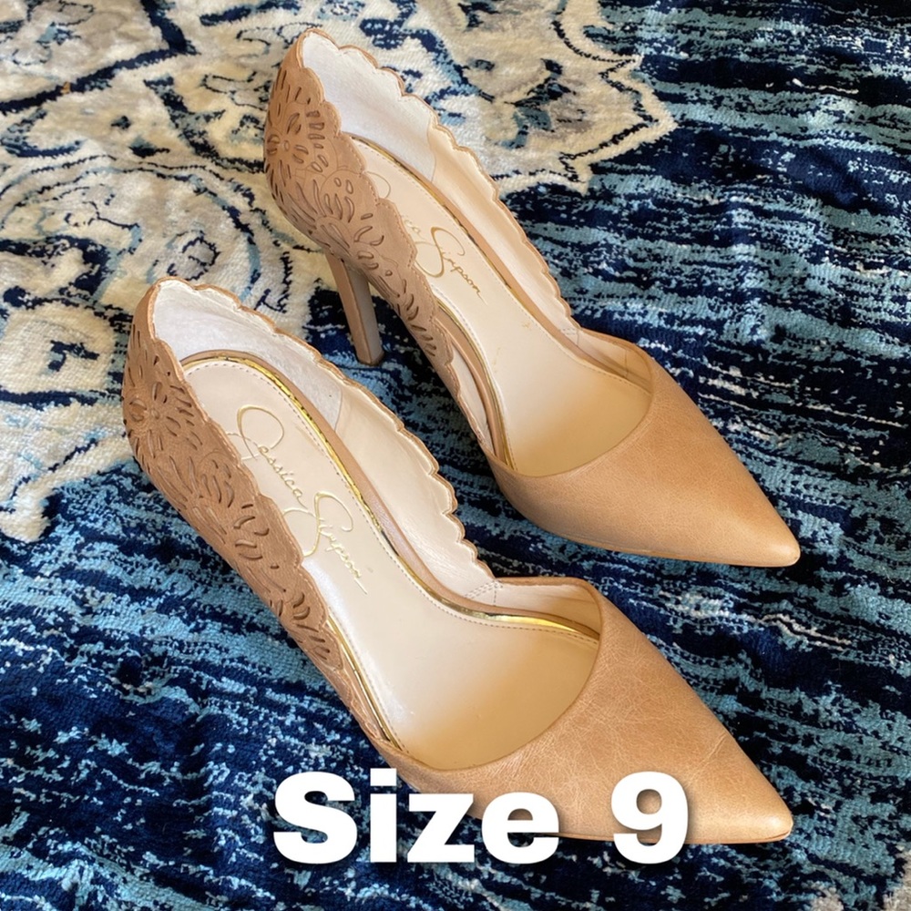 Jessica Simpson pointed toe camel pump